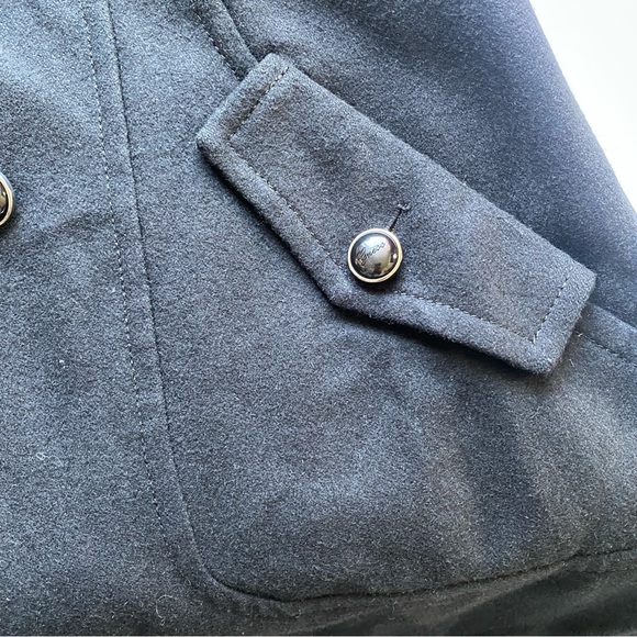 GUESS Women's Black Wool Brend Tailored Pea Coat Dark Academia Size XL - Picture 6 of 11